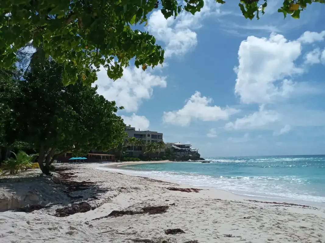 Best eSIM for Barbados: a white-sand beach and turquoise sea on the south coast.