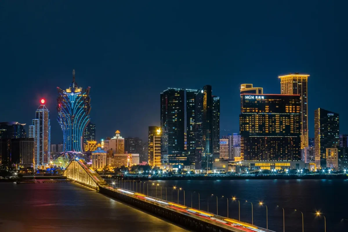 Best eSIM for Macau: the Cotai Strip casino resorts at dusk