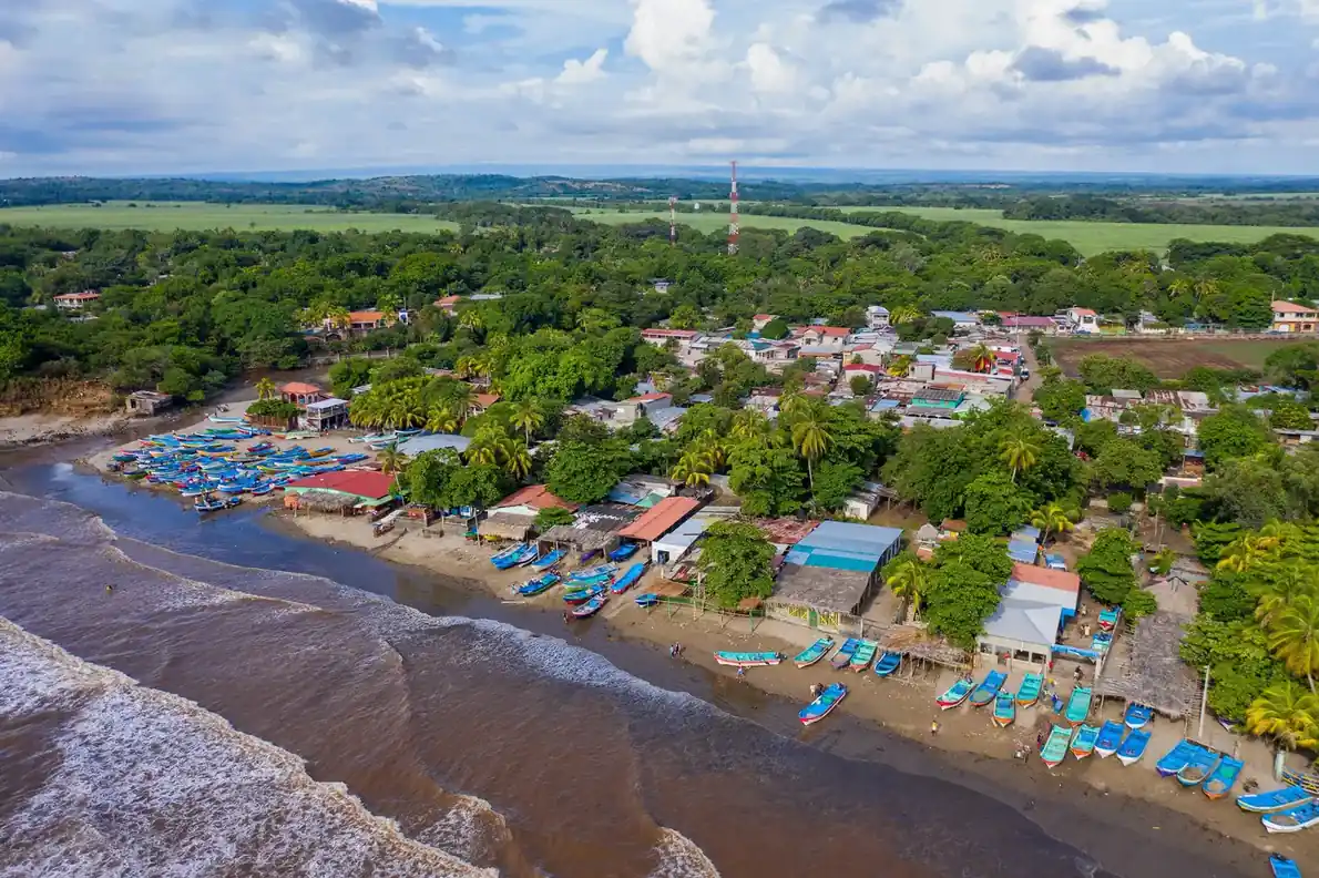 Best eSIM for Nicaragua: aerial view of a colourful coastal town