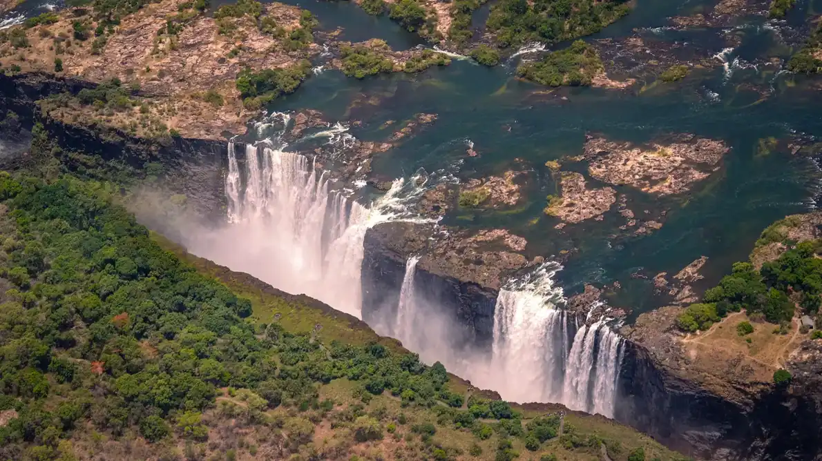 Best eSIM for Zimbabwe: aerial view of Victoria Falls